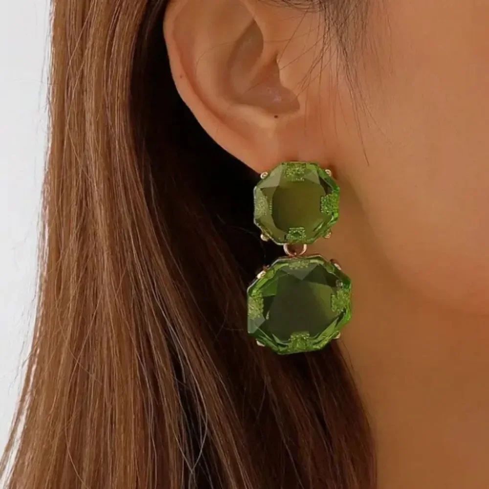 Bohemian Resin Y2K Green Decor Dangle Earrings